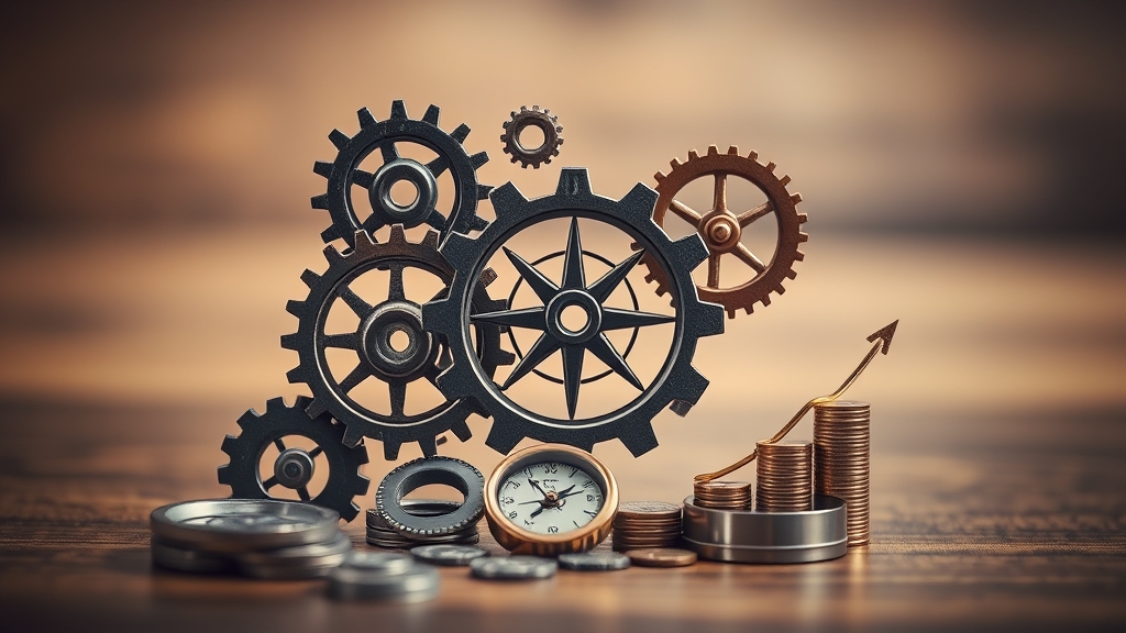 Symbolic representation of financial independence with gears and a compass