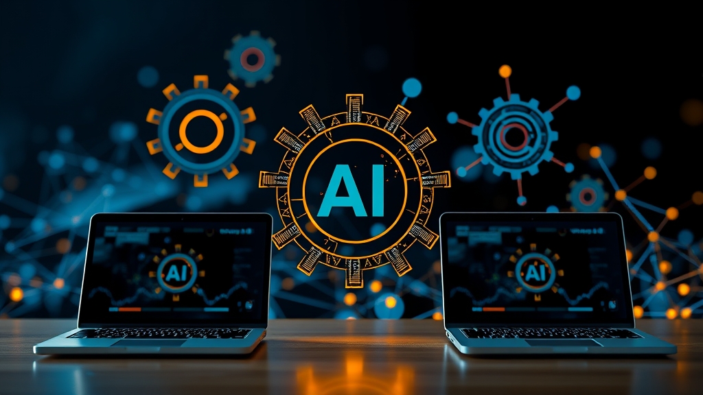 Symbolische Darstellung der Auswahl einer AI-Plattform mit technischen Elementen